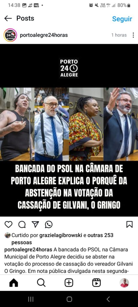 Porto Alegre | Cassação do vereador Gringo: já vai tarde !